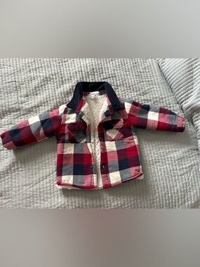 Kids Red Plaid Sherpa-Lined Jacket